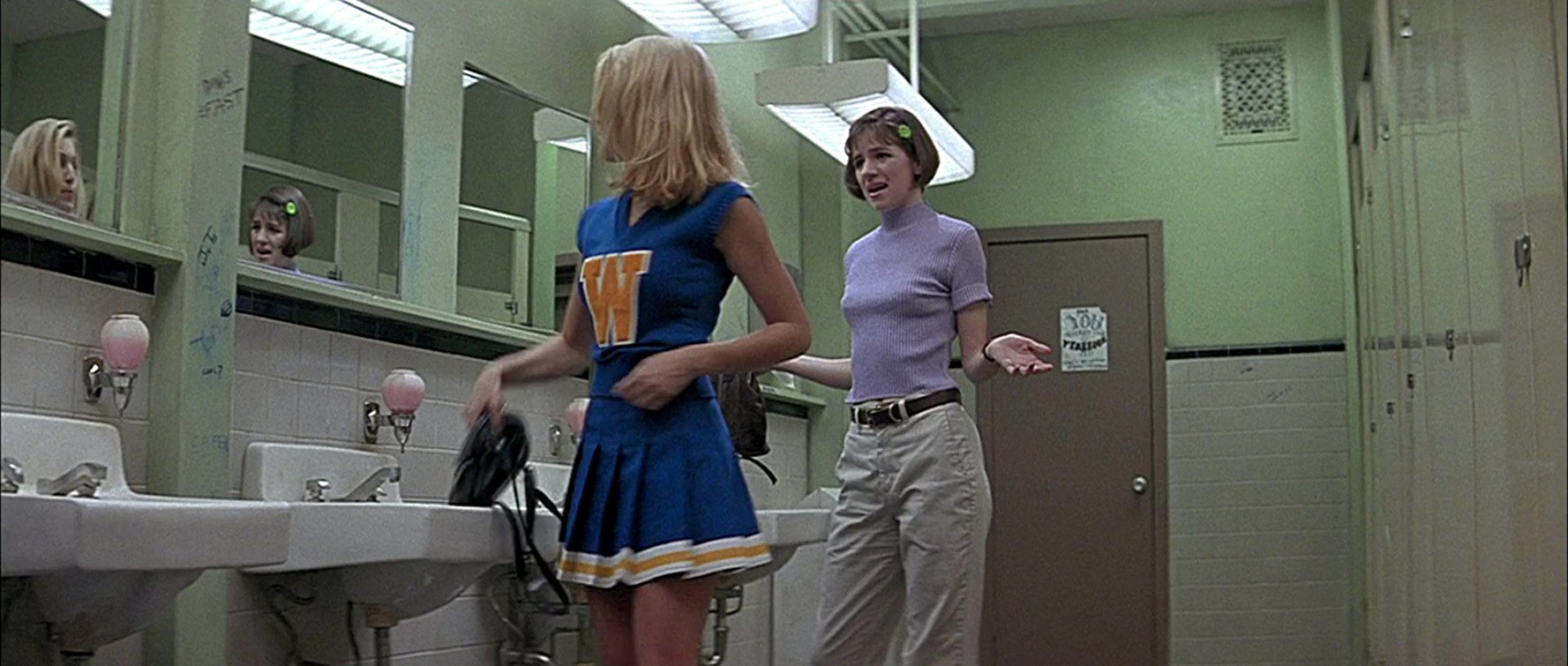 Cheerleader in Bathroom